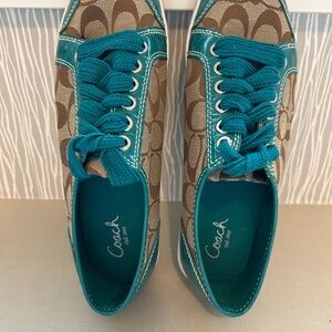 Coach Teal and Tan Women's Sneakers